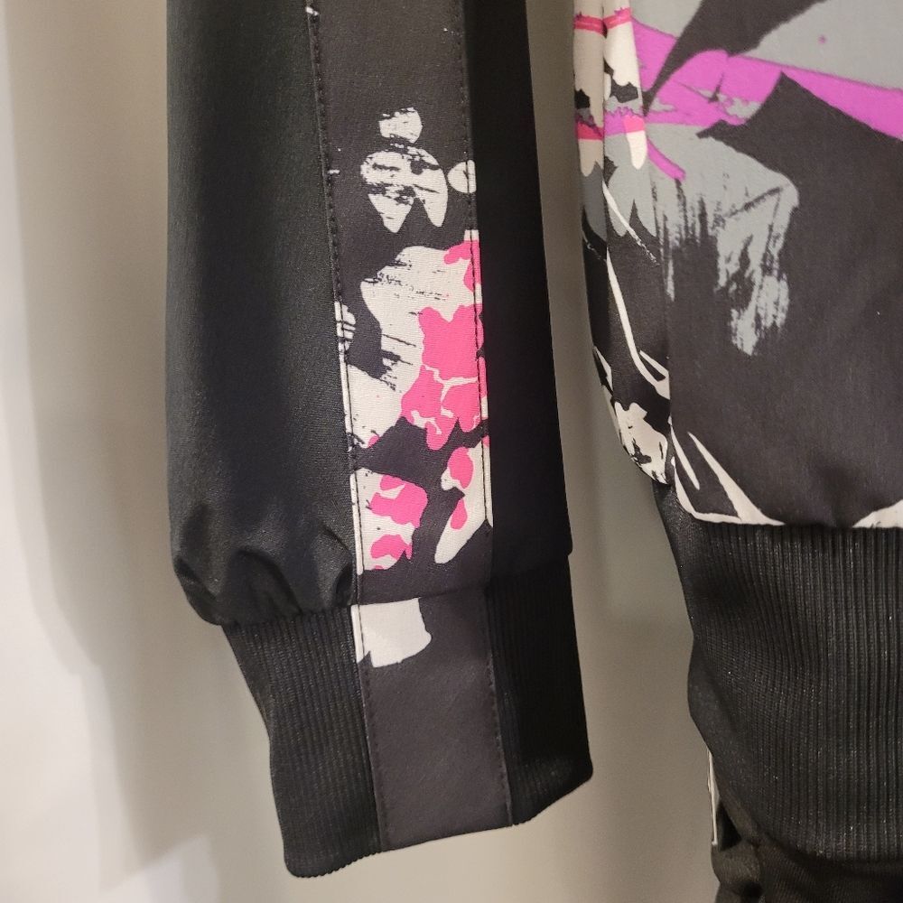 Fabletics Bomber Track Jacket Abstract Leaf Flora… - image 5